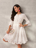 Elegant White Embroidered Cotton Dress