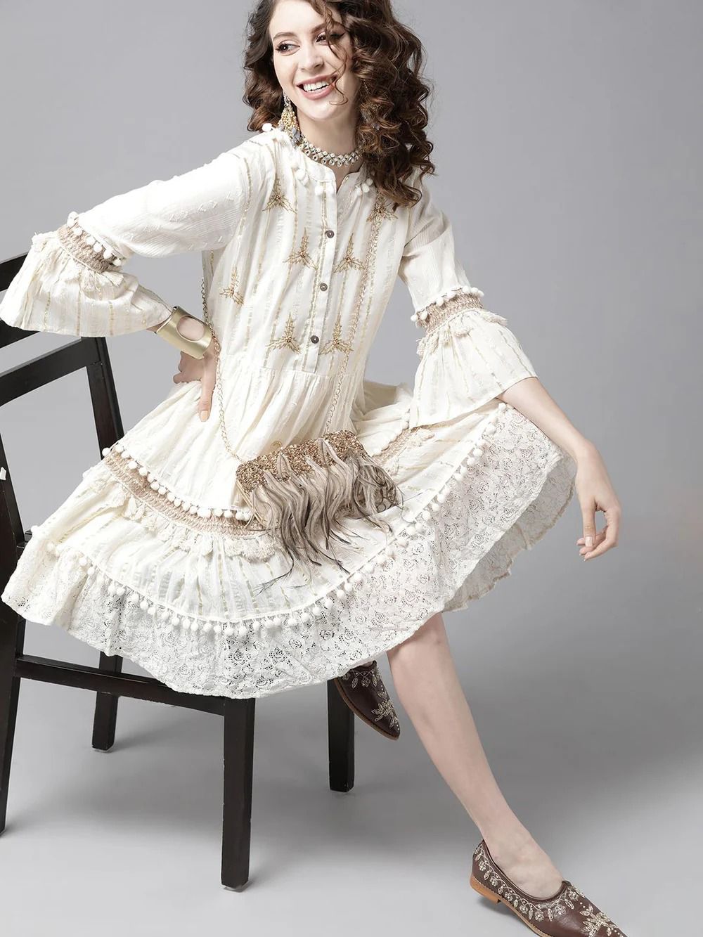 Elegant Ivory Boho Dress