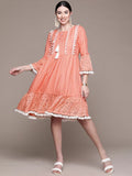 Elegant Peach Boho Dress