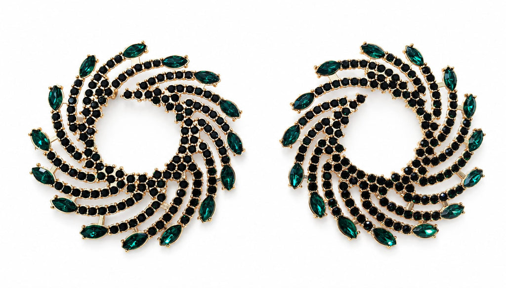 Emerald Green  Crystal Statement Earrings