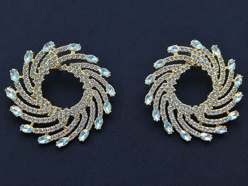 Ice Blue Crystal Statement Earrings