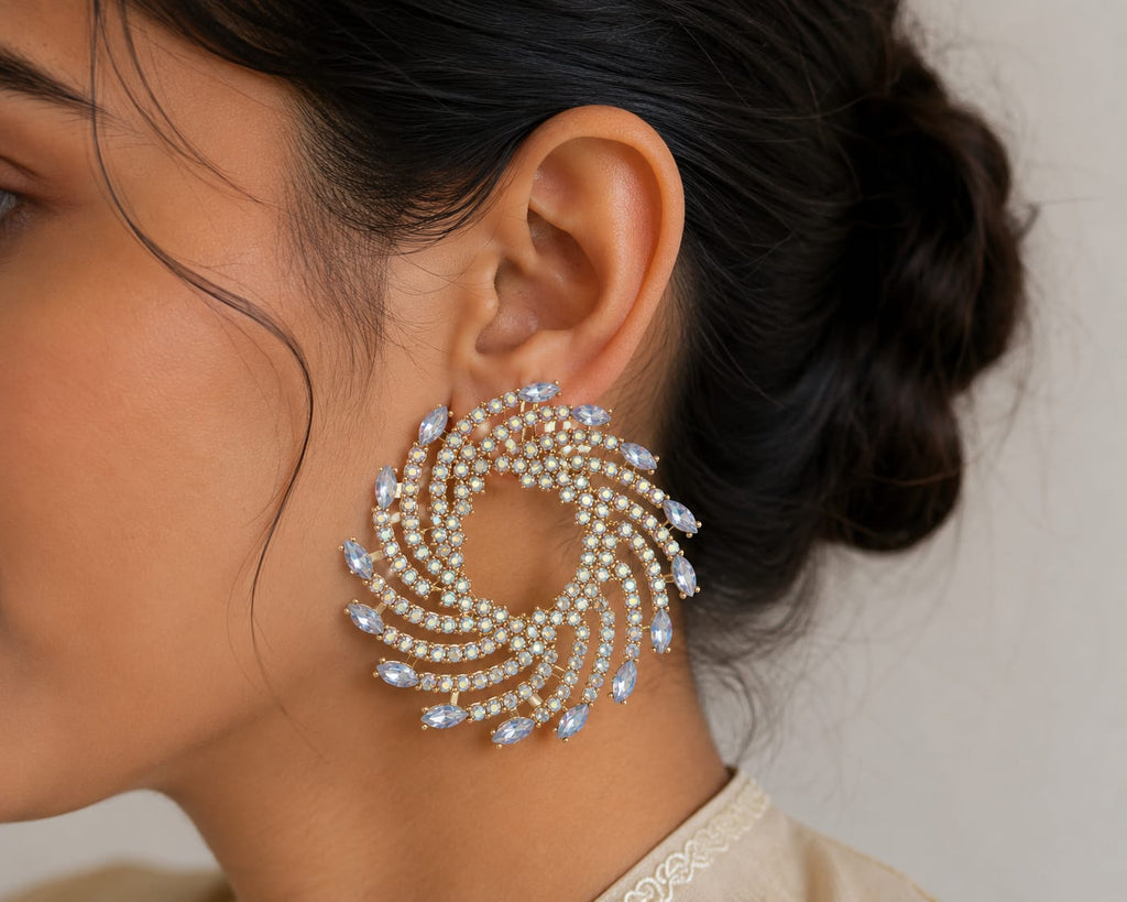 White Crystal Statement Earrings