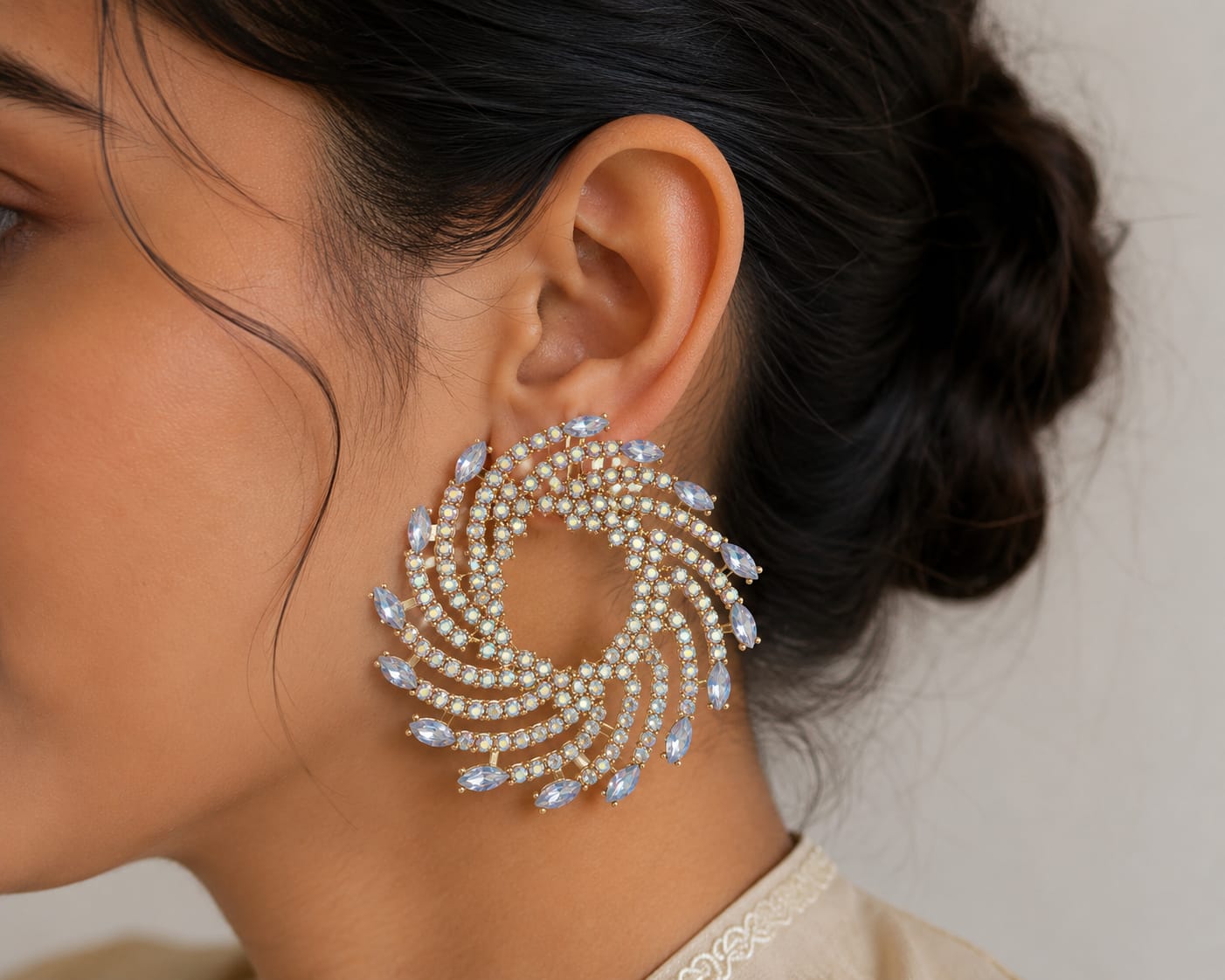 White Crystal Statement Earrings