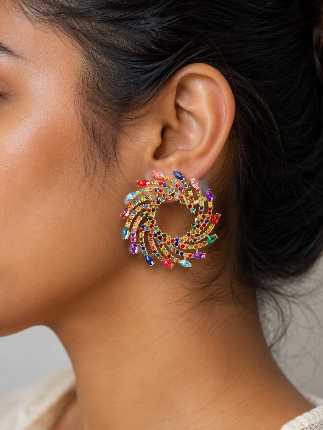 Multicolor Crystal Statement Earrings