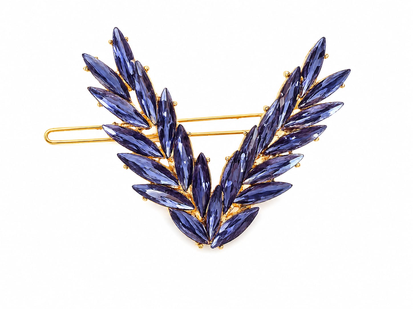 Elegant Blue Crystal Leaf Hair Barrett