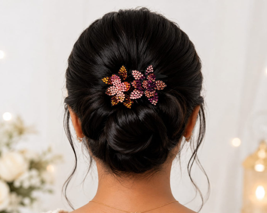 Elegant Floral Rhinestone Hair Claw Clip