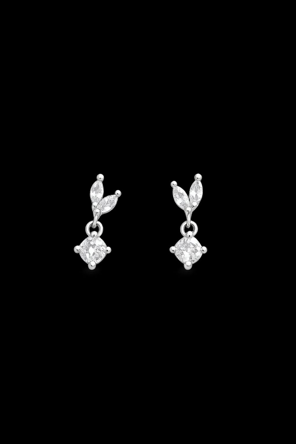 Sparkling Leaf Drop Stud Earrings