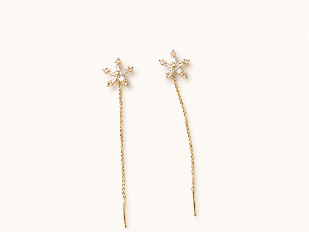 Crystal Snowflake Threader Earrings