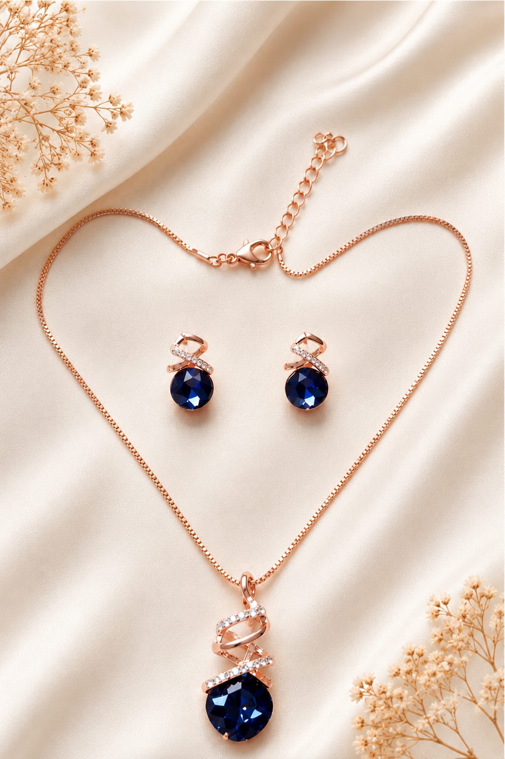 Blue Crystal Jewelry Set – Necklace & Earrings