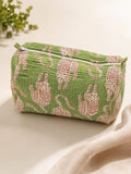 Quilted Cotton Tiger Print Cosmetic Pouch