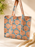 Quilted Cotton Seashell Tote Bag