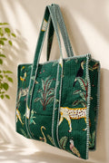 Quilted Cotton Jungle Print Tote Bag
