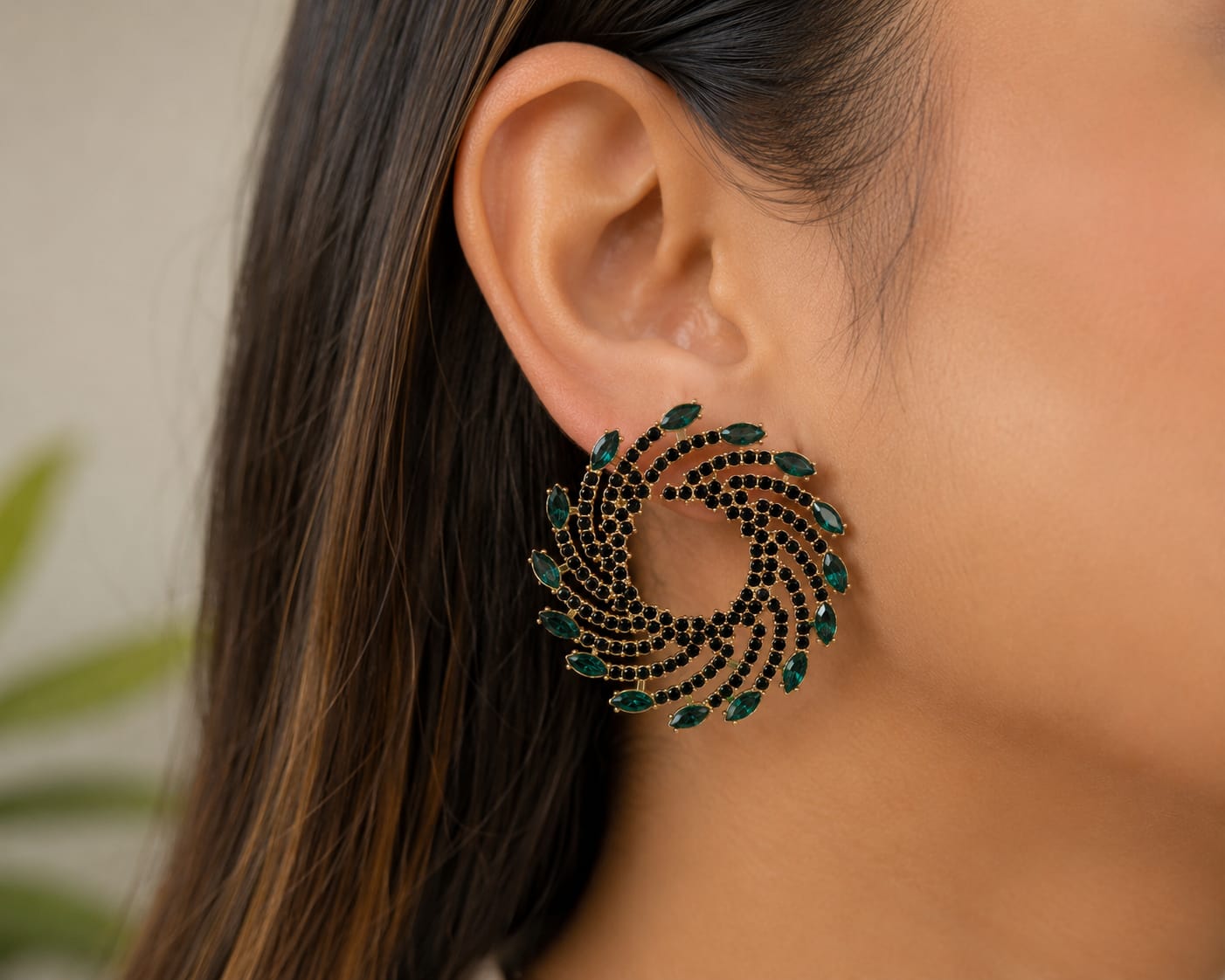 Emerald Green  Crystal Statement Earrings