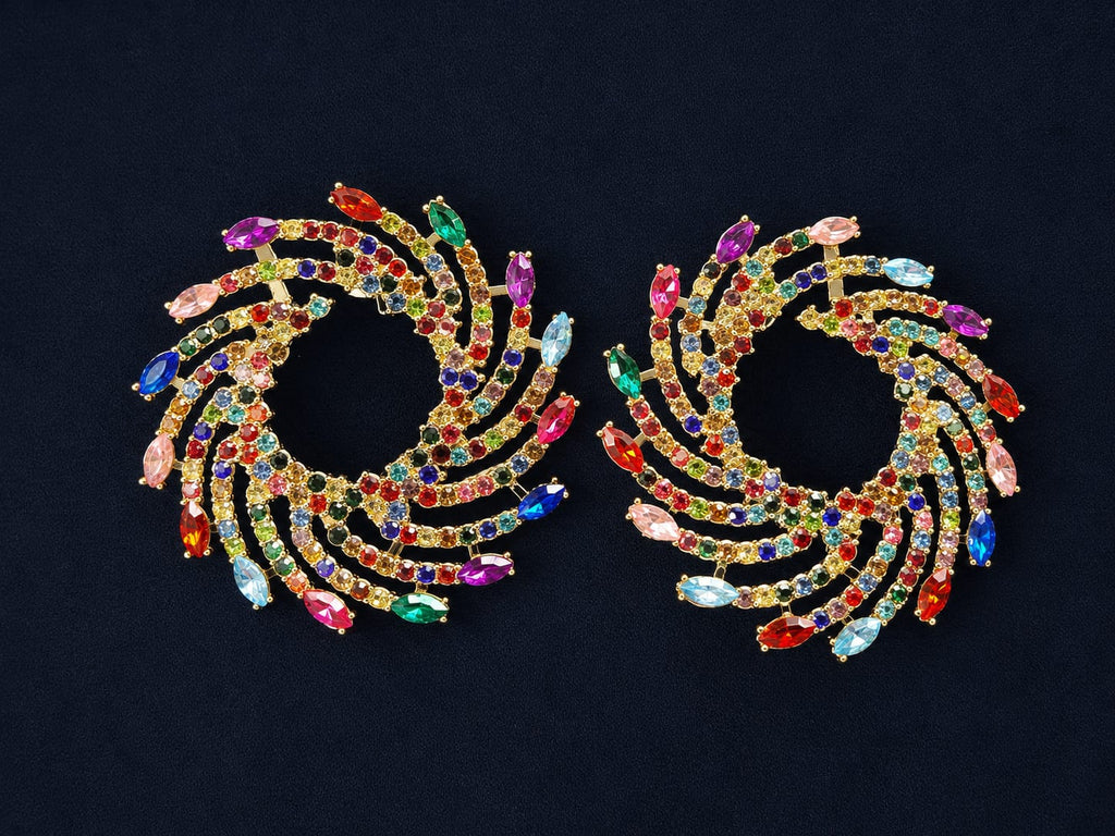 Multicolor Crystal Statement Earrings