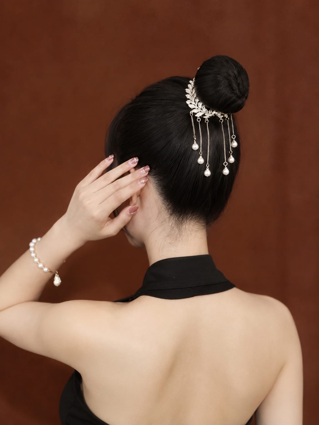 Vintage Leaf Pearl Tassel Hair Comb
