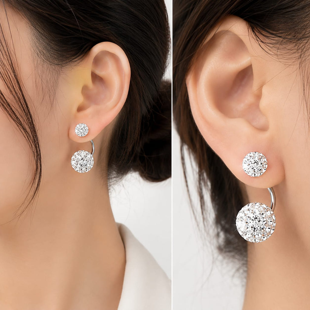 Elegant Double Ball Crystal Stud Earrings