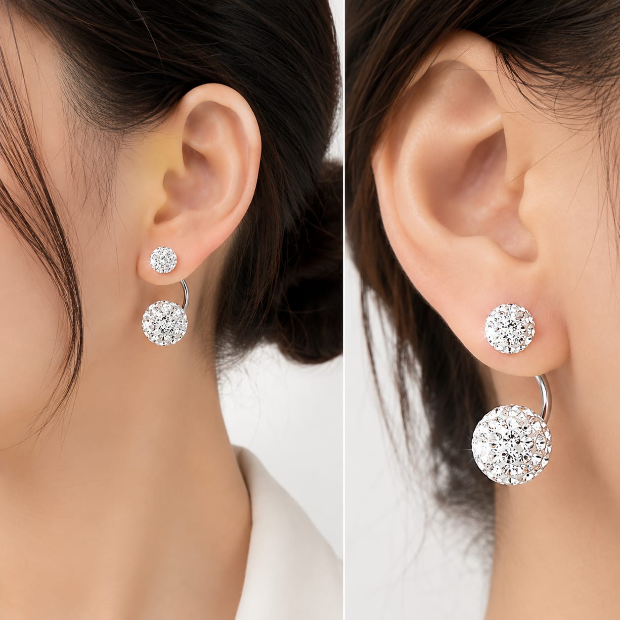 Elegant Double Ball Crystal Stud Earrings