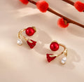 Elegant Red Rose Wrap Earrings