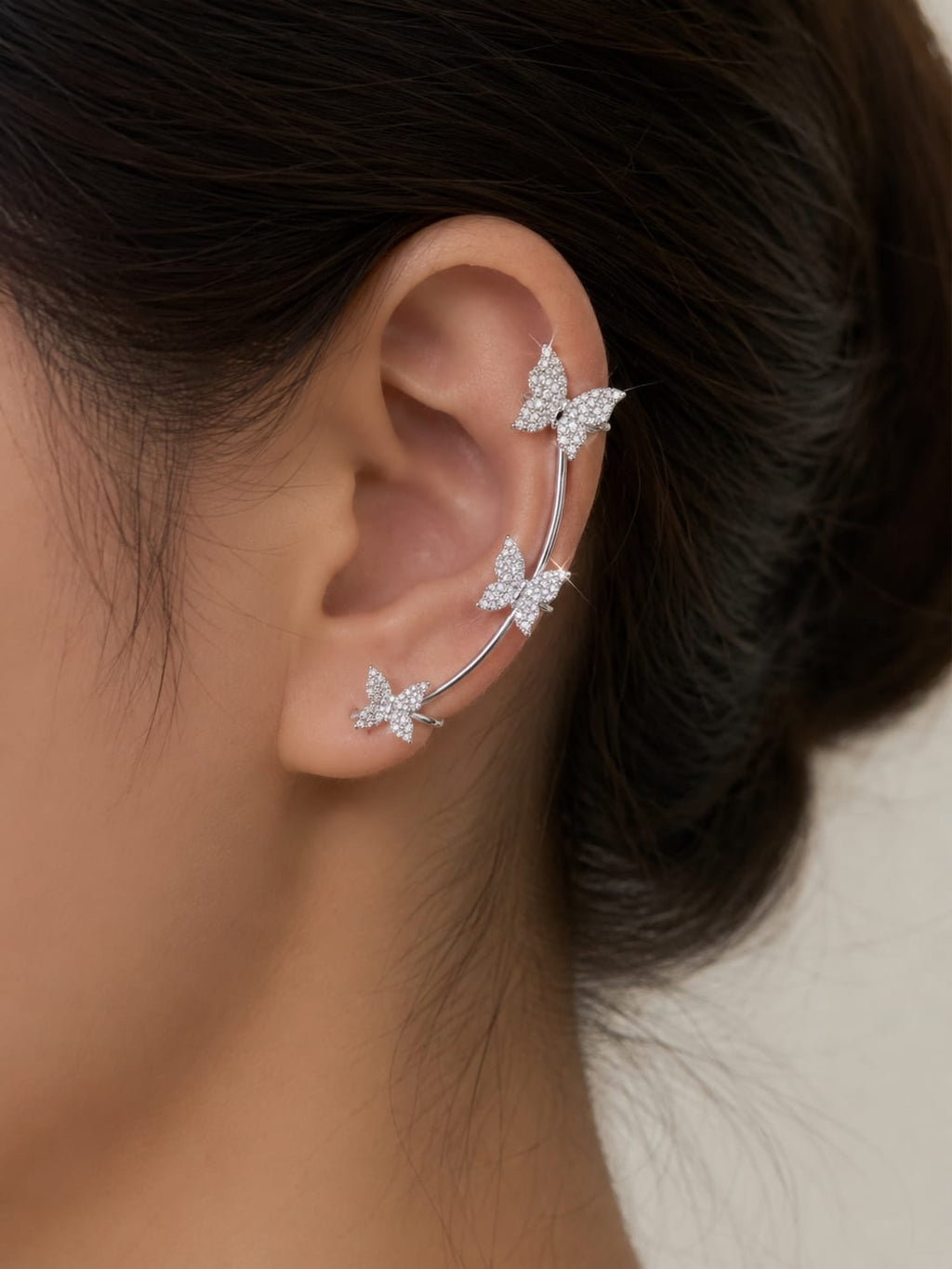 Sparkling Butterfly Ear Cuff Earrings