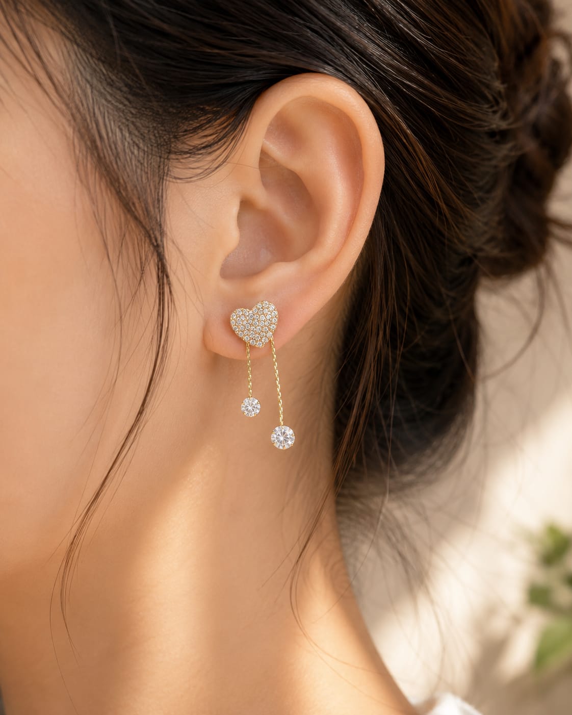 Crystal Heart Drop Earrings