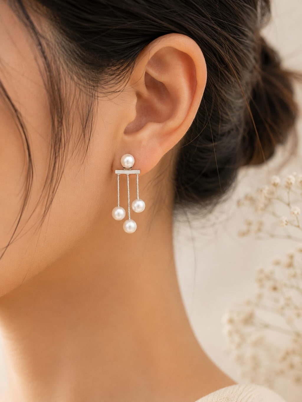 Pearl Tassel Jacket Earrings