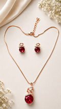 Red Crystal Jewelry Set – Necklace & Earrings