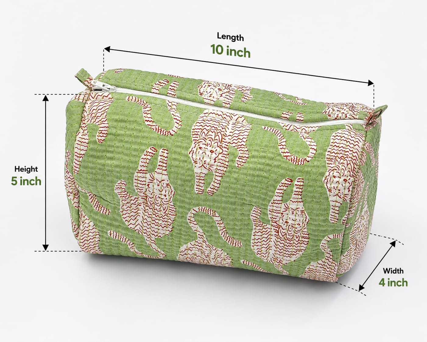 Quilted Cotton Tiger Print Cosmetic Pouch